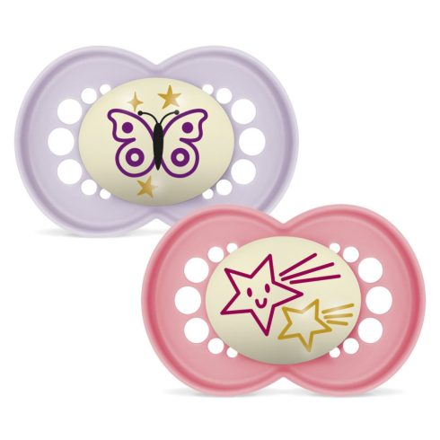 MAM Original Night 16 hó+ szilikon nyugtató cumi 2 db - Lány