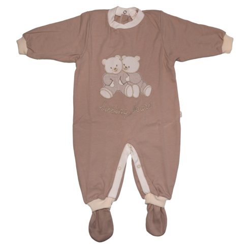 Trimex Pamut hosszú ujjú rugdalózó (68) mogyoró ölelő macik