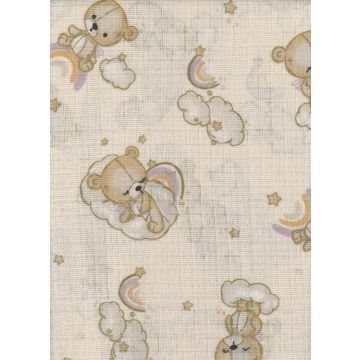 Mintás textil pelenka 1db-os - szivárványos-felhős maci