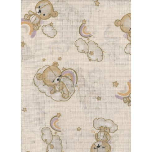 Mintás textil pelenka 1db-os - szivárványos-felhős maci