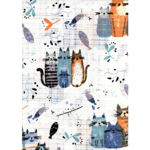 Mintás textil pelenka 1db-os - színes cicák