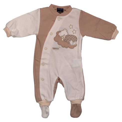 Trimex pamut, elöl patentos rugdalózó (44) mogyoró/natúr felhőn alvó maci