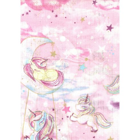 Mintás textil pelenka 1db-os - rózsaszín unicorn