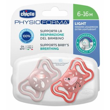   Chicco Physio Forma Light szilikon cumi 2 db, 6-16 hó rózsaszín 
