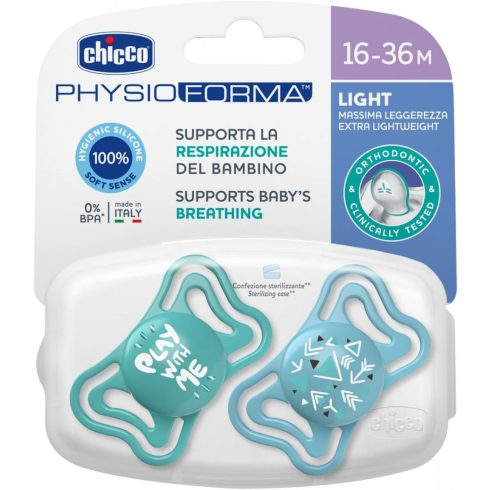 Chicco Physio Forma Light szilikon cumi 2 db, 16-36 hó - menta/kék