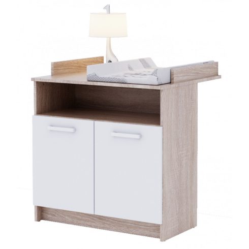 Baby Shop Basic 2 ajtós komód toldalékkal - sonoma tölgy/fehér