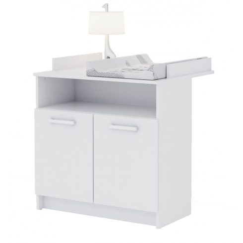 Baby Shop Basic 2 ajtós komód toldalékkal - bordázott fehér