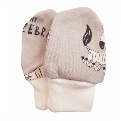 Újszülött karmolás elleni kesztyű - Zebra Szürke 