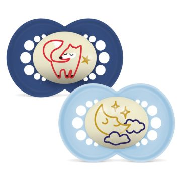   MAM Original Night 16 hó+ szilikon nyugtató cumi 2 db - kék róka/hold