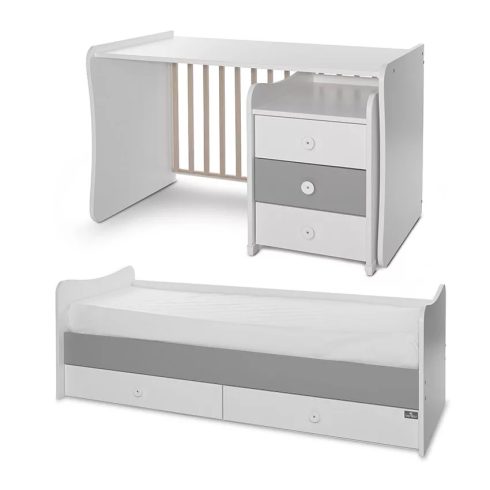 Lorelli Maxi Plus kombi ágy 70x160 - White/Stone Grey ÚJ 