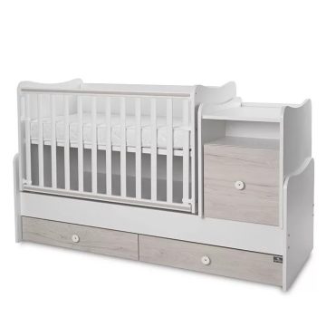   Lorelli Trend PLUS kombi ágy 70x165 - White & Light Oak ÚJ
