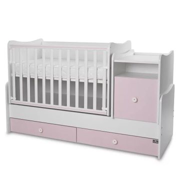   Lorelli Trend PLUS kombi ágy 70x165 - White & Orchid Pink ÚJ 