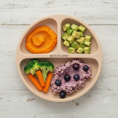 Bocioland szilikon osztott tányér tapadókoronggal  6m+ bézs