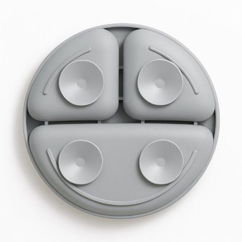 Bocioland szilikon osztott tányér tapadókoronggal  6m+ szürke