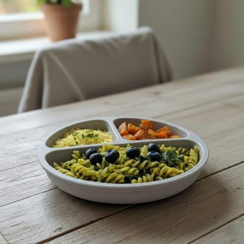 Bocioland szilikon osztott tányér tapadókoronggal  6m+ szürke