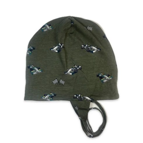 Minimanó Pamut kötős sapka (44) - Versenyautó Olajzöld