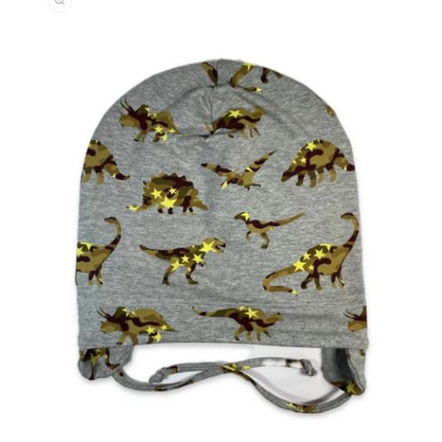 Minimanó Pamut kötős sapka (50) - Szürke Dínó