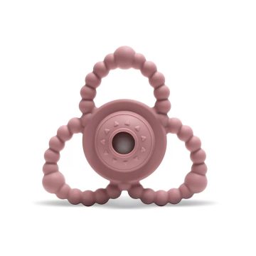 Lorelli Természetes szilikon csörgő-rágóka - Deep Pink 