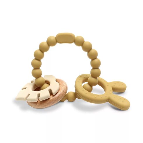 Lorelli Nyuszi szilikon és bükkfa rágóka - Yellow