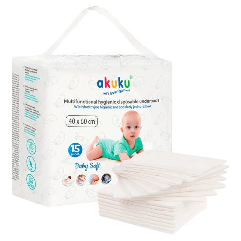 Akuku baby soft eldobható pelenkázó alátét 40*60 cm - 15 db