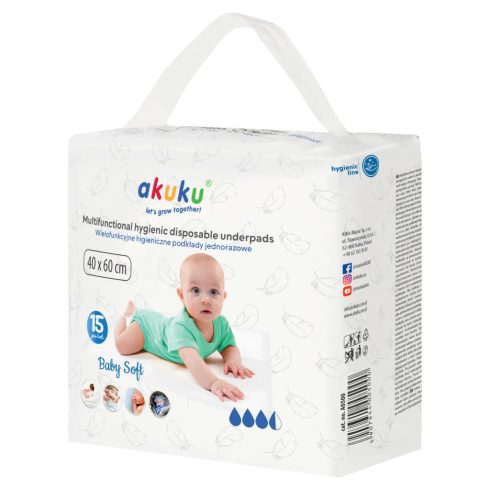 Akuku baby soft eldobható pelenkázó alátét 40*60 cm - 15 db