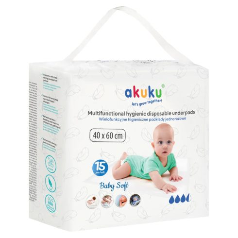 Akuku baby soft eldobható pelenkázó alátét 40*60 cm - 15 db