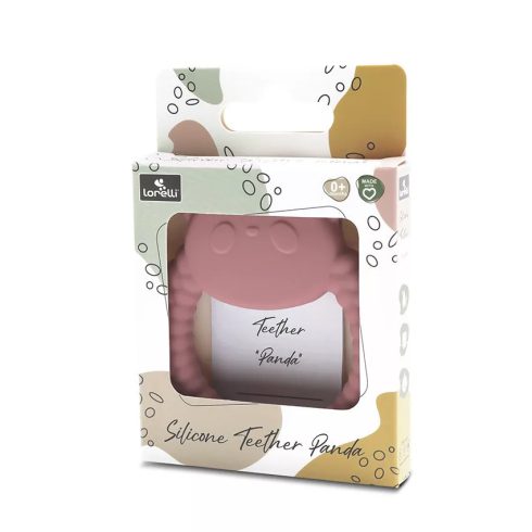 Lorelli Panda természetes szilikon rágóka - Deep Pink 