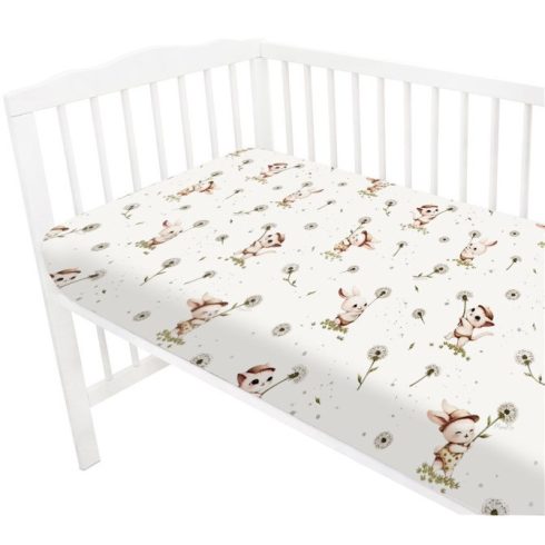 Baby Shop 60*120 cm pamut,gumis lepedő - Nyuszi és cica 