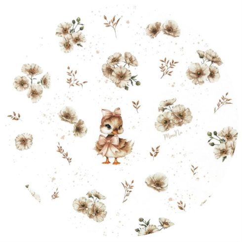 Baby Shop 60*120 cm pamut,gumis lepedő - bézs kacsa 