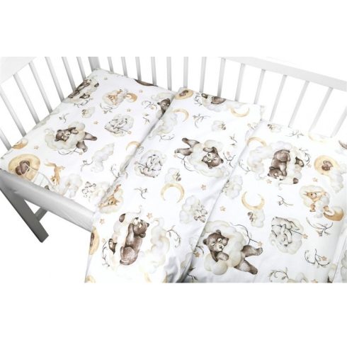 Baby Shop ágynemű huzat 90*120cm - Felhőn alvó állatok bézs