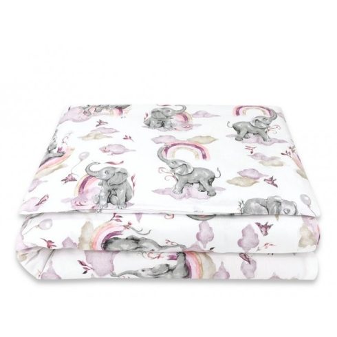 Baby Shop ágynemű huzat 90*120cm - szivárványos elefánt rózsaszín 