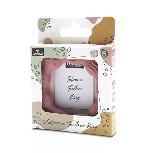 Lorelli Természetes szilikon rágóka karika - Deep Pink 