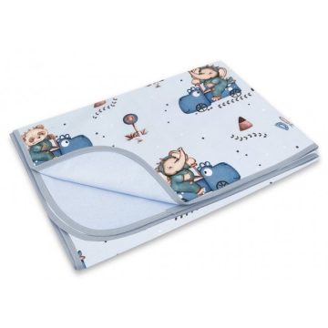   Baby Shop pamut kétoldalas babapléd 75*100 cm  - Kék Dinó Autó 