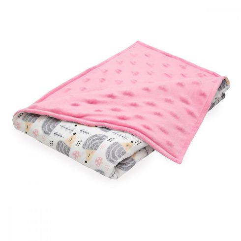 Scamp Minky kétoldalú takaró 75*100 cm  - Pink Hedgehog Grey