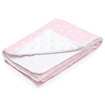 Scamp Minky kétoldalú takaró 75*100 cm  - Pink Stars
