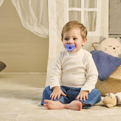 Chicco Physio Soft cumi 6-16 hó puha szilikon - kék