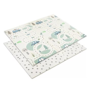   Lorelli Összehajtható 2 oldalas thermo játszószőnyeg 180x200cm - Blue Funny city & stars