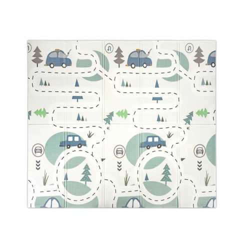 Lorelli Összehajtható 2 oldalas thermo játszószőnyeg 180x200cm - Blue Funny city & stars