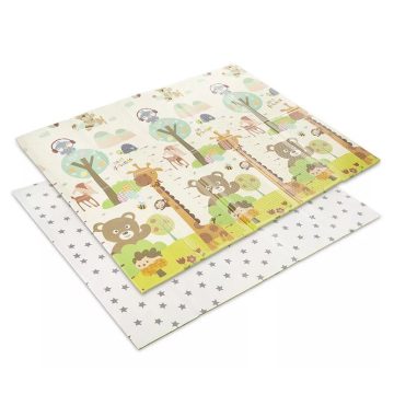   Lorelli Összehajtható 2 oldalas thermo játszószőnyeg 180x200cm - Green Best friends & stars