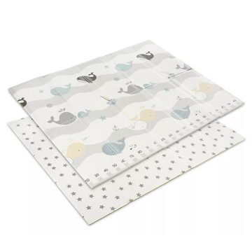   Lorelli Összehajtható 2 oldalas thermo játszószőnyeg 180x200cm - Grey Waves & stars