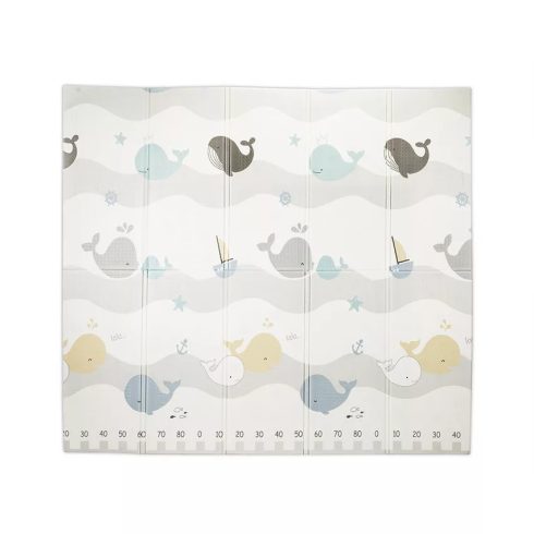 Lorelli Összehajtható 2 oldalas thermo játszószőnyeg 180x200cm - Grey Waves & stars