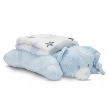   Lorelli Poffy Duo takaró 75x90 cm párnával 45x30 cm - White Blue Teddy Bear