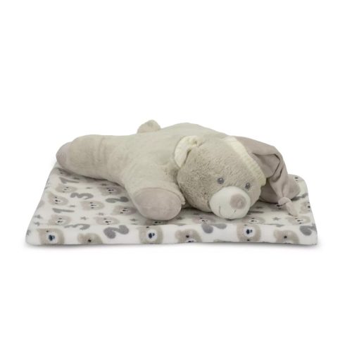 Lorelli Poffy Duo takaró 75x90 cm párnával 45x30 cm - White Beige Teddy Bear