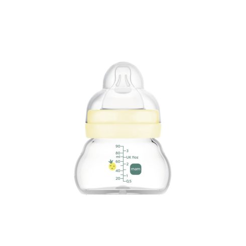 Mam  Feel Good 90ml  Premium üvegből készült cumisüveg Extra lassú átfolyás 0+ bézs 