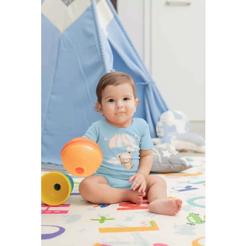 Rövid ujjú baba body kék maci (50)