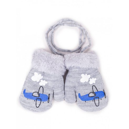 Yo! Bébi téli kesztyű 10 cm - Szürke repülőgép