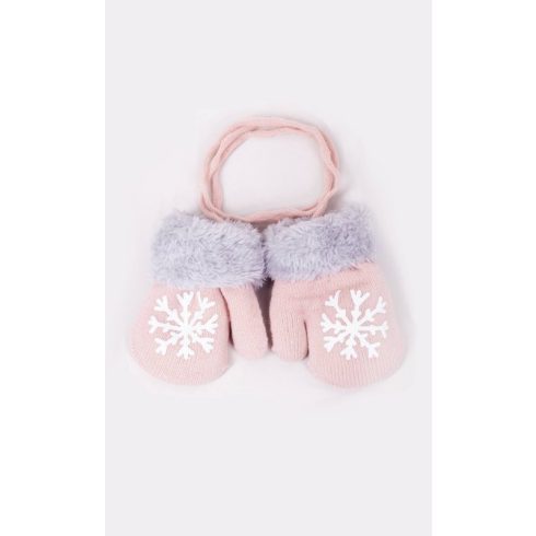 Yo!club téli kesztyű 10 cm - halvány rózsaszín/hópihe