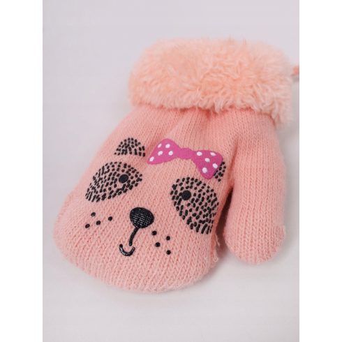 Yo!club téli kesztyű 12 cm - korall/kutya