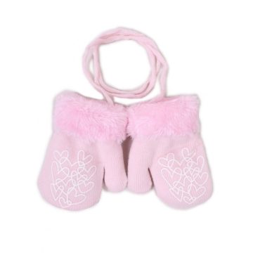   Yo!club téli kesztyű 12 cm - rózsaszín/fehér szívecskék