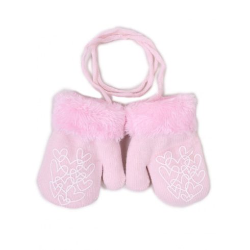 Yo!club téli kesztyű 12 cm - rózsaszín/fehér szívecskék